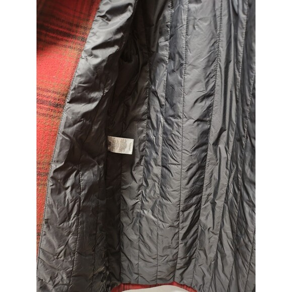 Red Buffalo Check Pendleton Lafayette  Wool  Coat Shearling Collar Womens  L - Picture 12 of 16